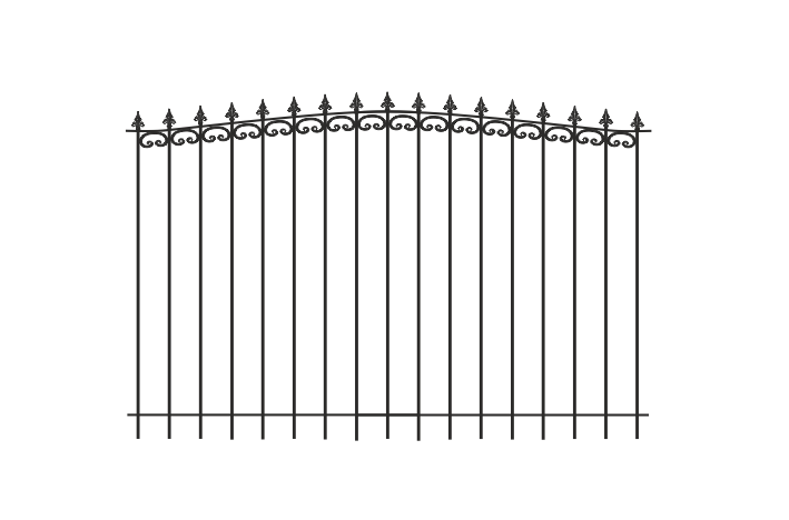 Коис- Мет - эскиз ковано-сварного забора дуга с пиками и вензелями