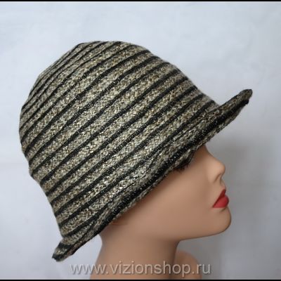 Шляпа женская из льна Vizio Италия 4804 золото с черным