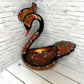 Лебедь большой с ковшами 50*40*23 см сувенирный с росписью Хохлома