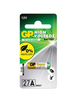 Батарейки GP High Voltage, 27 A, алкалиновая, для сигнализаций, 1 шт., в блистере (отрывной блок), 27AFRA-2C5