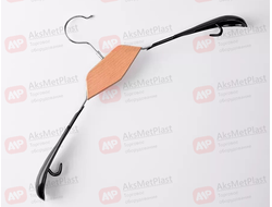 AM010 (SHL010) Вешалка металлическая с прорезиновыми плечиками и с деревянной вставкой цвет: натуральное дерево