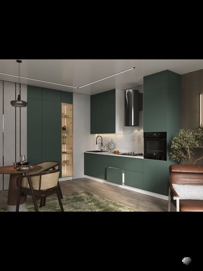 Эстетик модульная кухня с фасадами из пластика/акрилита разные цвета