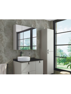 Зеркало-шкаф "Сорренто-90" светло-серый 880х800