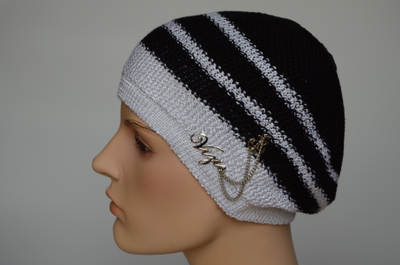 Черный берет в полоску Vizio Италия 5038