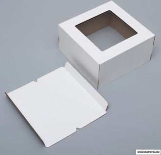 Коробка для торта с окном Белая 30 х 30 х 15 см