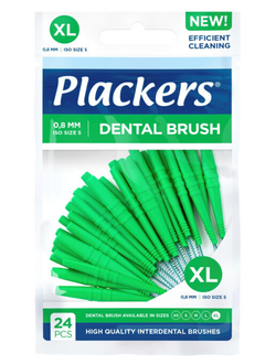 Межзубные ершики Dental Brush XL, 0,8 мм, зеленые, Plackers,  24 шт.