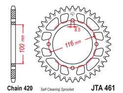 Звезда ведомая алюминиевая JT JTA461.51 (JTA461-51) (A461-51) для Kawasaki Off Road // Suzuki Off Road