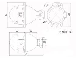 Биксеноновая линза Mini H1 G5 (46mm), 1.8 дюйма, 1шт