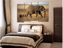 Модульная картина "Слоненок и его мама"