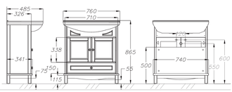 ТУМБА С РАКОВИНОЙ ОМЕГА 75 СЛОНОВАЯ КОСТЬ