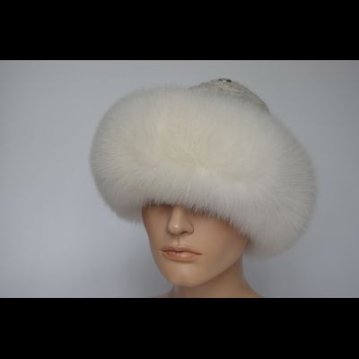 Вязаная шапка с меховой отделкой Vizio Италия 1024 CCP  V белая