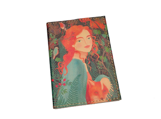 Обложка на паспорт с принтом "Девушка с лисой"