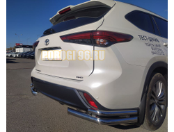 Защита заднего бампера угловая двойная d60/42 для Toyota Highlander 2021-