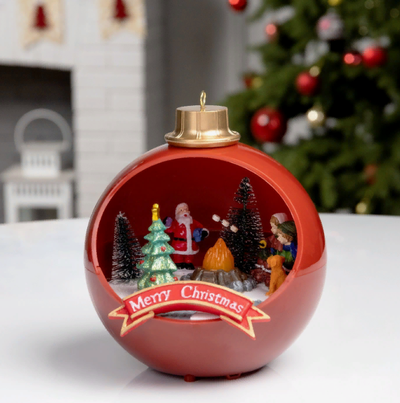 Новогодний светильник с музыкой в виде Ёлочного шара «Дети у костра», 16 × 13 × 16 см