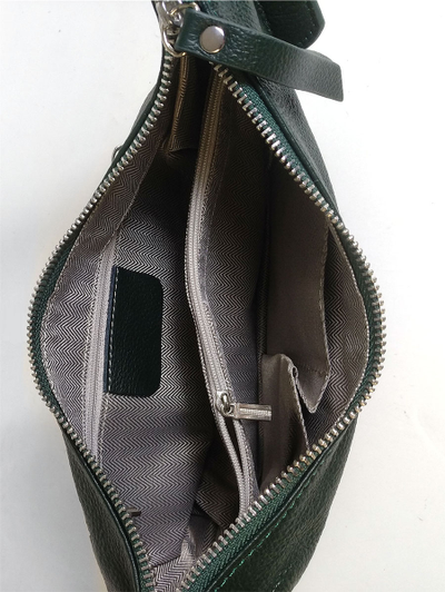 (АРТИКУЛ: 10099/1) СУМКА ЖЕНСКАЯ, НЕБОЛЬШАЯ, НАТУРАЛЬНАЯ КОЖА, ТЕМНО-ЗЕЛЕНАЯ, С ПЛЕЧЕВЫМ РЕМНЕМ