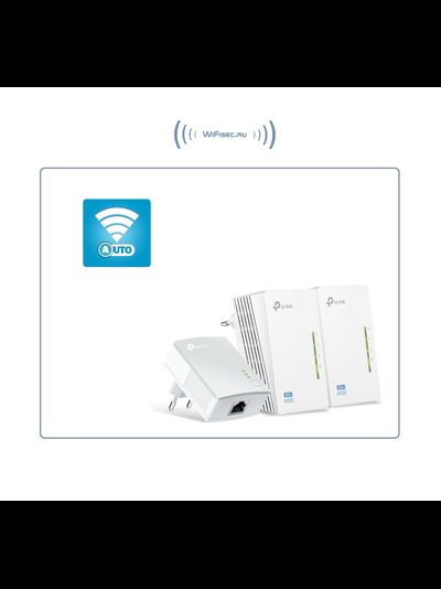 TP-LINK, HomePlug AV Сетевой адаптер PowerLine 500 Мбит/с Ethernet + WiFi точка доступа (комплект 2+1 шт.)