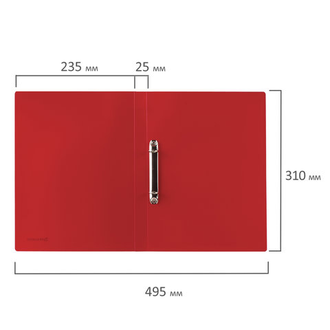 Папка на 2 кольцах BRAUBERG "Office", 25 мм, красная, до 170 листов, 0,5 мм, 227496