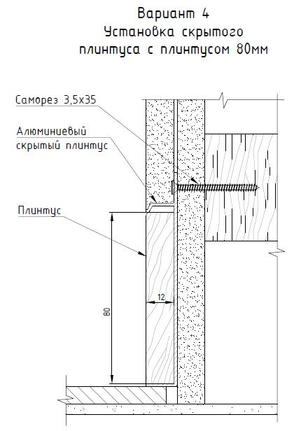 Плинтус "ВСТАВКА" скрытого монтажа UNIVERSALE встраиваемый в стену PAL