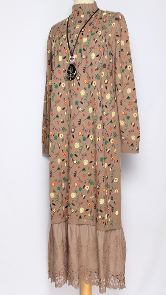 ПЛАТЬЕ БОХО хлопок "ПРОВАНС ВОЛАН" какао р.46-54