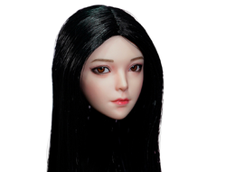 Женская голова (скульпт) с длинными волосами (черные) 1/6 scale  (SDDX04С) - SUPER DUCK