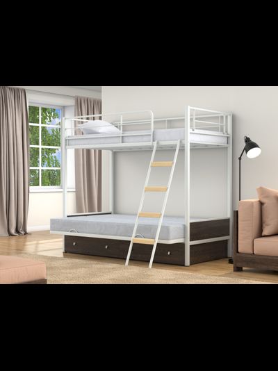 Двухъярусная кровать-диван Дакар 2 Белый (вставки венге)