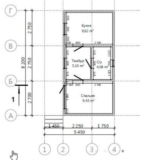 Одноэтажный каркасный дом с одной спальней 39м² (SK42)