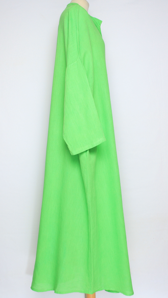 ПЛАТЬЕ БОХО ЛЬНЯНОЕ "СТОЙКА ЗАЩИП ПУГОВИЦЫ"  бежевое, хаки, черное, салатное, яблоко, апельсин, желтое  до р.54