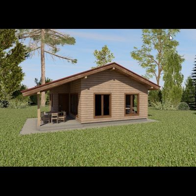 Одноэтажный каркасный дом с двумя спальнями 62м² (SK8)