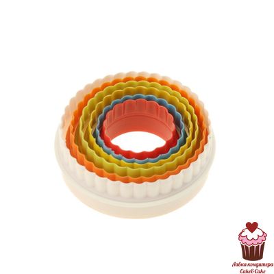 Набор вырубок Круг волнистый край двусторонний, 5 штук