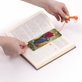 Закладка для книг 3D, BRAUBERG, объемная, "Попугаи", с декоративным шнурком-завязкой, 125772 12шт.