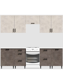 Кухня Эконом 2,1 метра (600х450х600х450) Цвет: Цемент светлый/Цемент темный