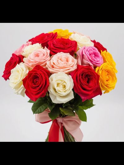 Разноцветные розы от 7шт