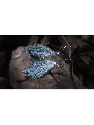 Серьги-крылья с капельками "Тайна Хрустального Леса", романтичный подарок девушке