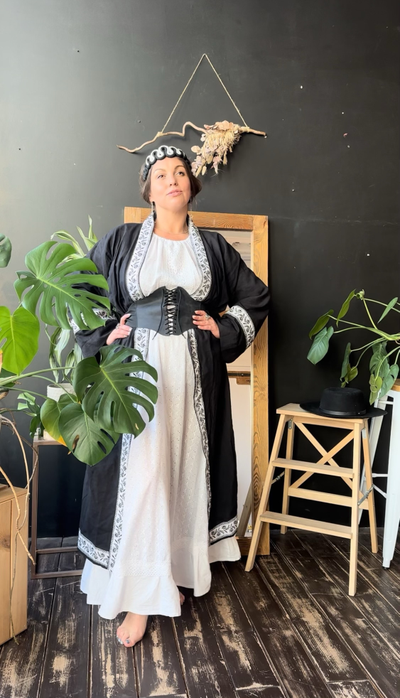 Кимоно накидка "Цветочная" из конопли