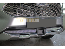 Защита радиатора Haval F7 2019- / Haval F7 X 2019- chrome низ с датчиком ACC (2 части)