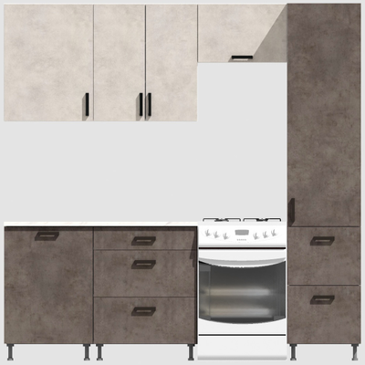 Кухня Эконом 1,8 метра с колонкой (1300х500) Цвет: Цемент светлый/Цемент темный