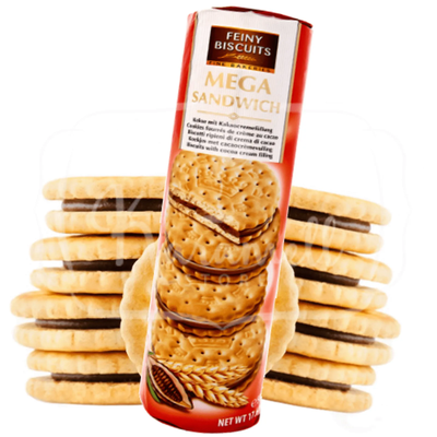 ПЕЧЕНЬЕ МЕГА СЭНДВИЧ С КАКАО-КРЕМОВОЙ НАЧИНКОЙ 500Г ТМ FEINY BISCUITS