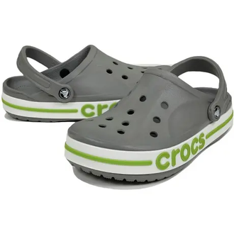 CROCS BAYABAND CLOG СЕРЫЕ С ЗЕЛЕНЫМ