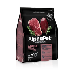 AlphaPet (АльфаПет) Superpremium сухой корм для взрослых собак средних пород с говядиной и потрошками, 7 кг