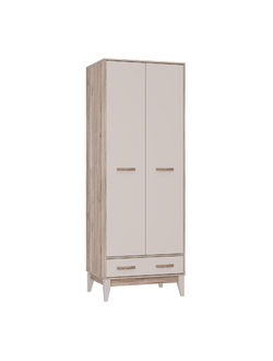 Шкаф 2-створчатый с ящиком Скандика ШК-04 (Дуб смоки / Кашемир)