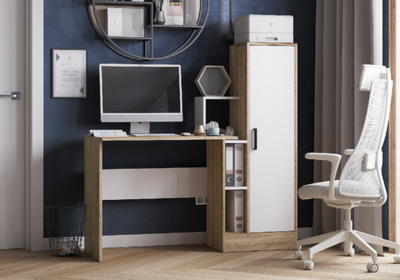 СКМ-2 компьютерный стол Сонома/Белый с тиснением