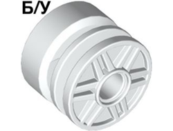 ! Б/У - Wheel 18mm D. x 14mm with Pin Hole, Fake Bolts and Shallow Spokes, White (55981 / 4490141 / 6260609) - Б/У