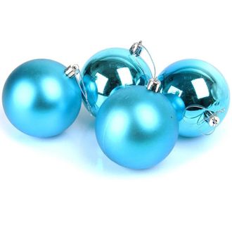 Набор из 4-х пластиковых шаров,  8 см, цвет-голубой 37839