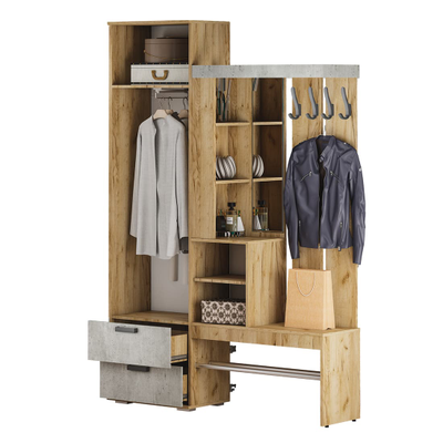 Прихожая Трамп (1500*2176*376мм), крафт/бетон