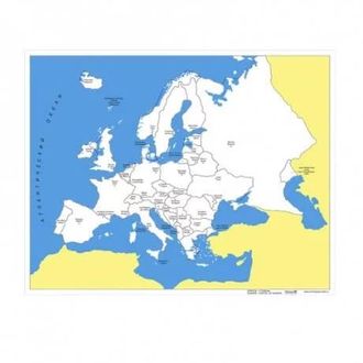 Контурная карта Европы - столицы