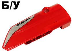 ! Б/У - Technic, Panel Fairing # 4 Small Smooth Long, Side B with Black Ducati on Gray Background Pattern Sticker - Set 42107, Red (64391pb061) - Б/У