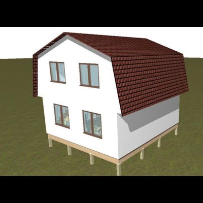 Двухэтажный каркасный дом с тремя спальнями 73м² (SK89)