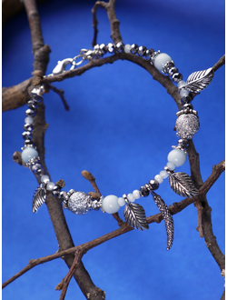 Нежный браслет с кошачьим глазом "Серебряная осень"