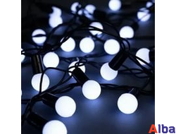 Гирлянда большие шарики, 5м БЕЛЫЙ ХОЛОДНЫЙ 220В, СТАТИКА