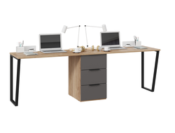 Детская ПОРТО - Комплект столов письменных с 1 тумбой универсальной Яблоня Беллуно/Графит софт